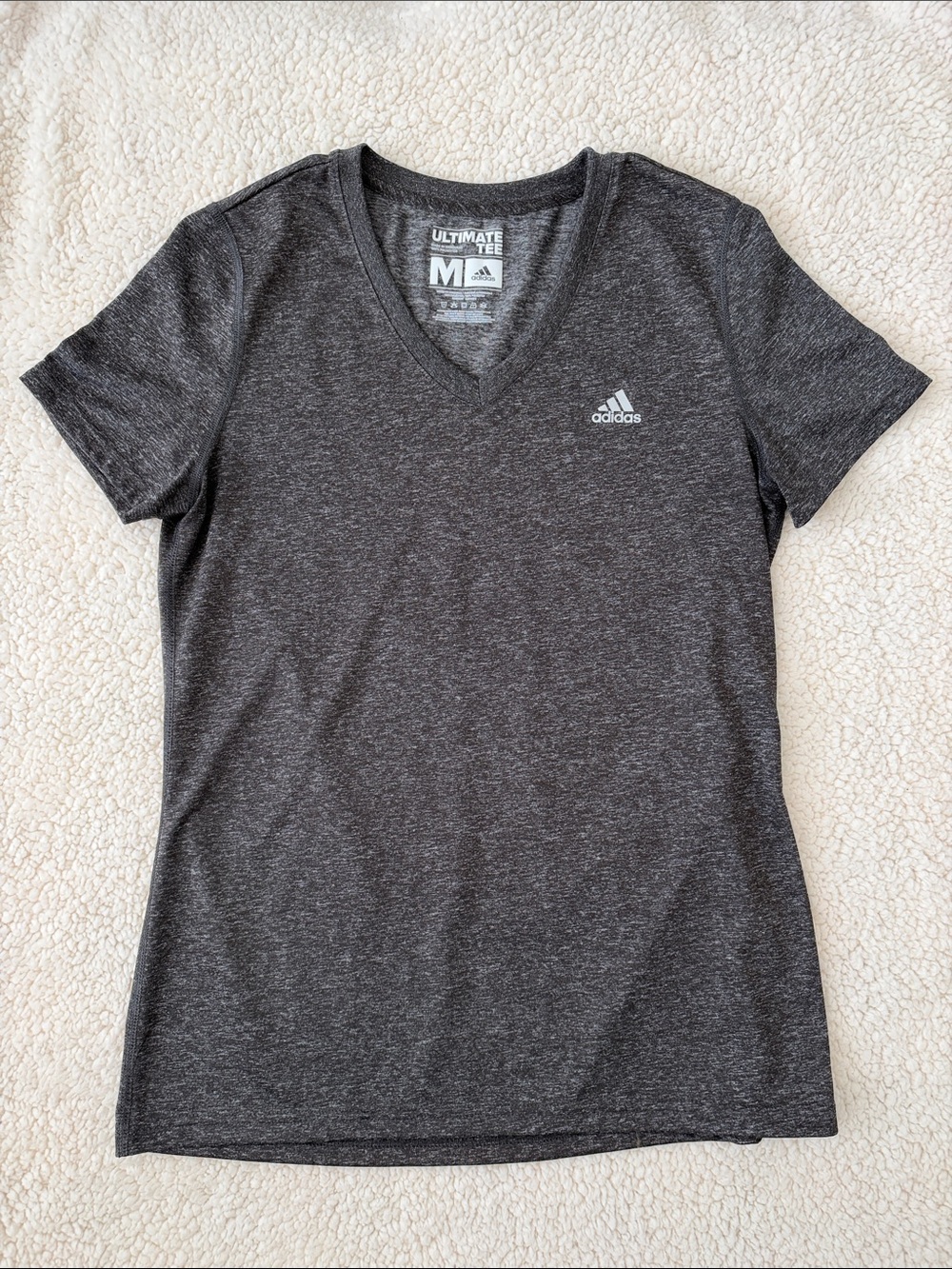 adidas Women's Dark Gray Heather V-Neck Performance Tee